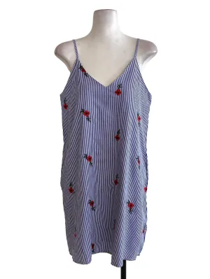 Blue Striped Floral Shift Dress