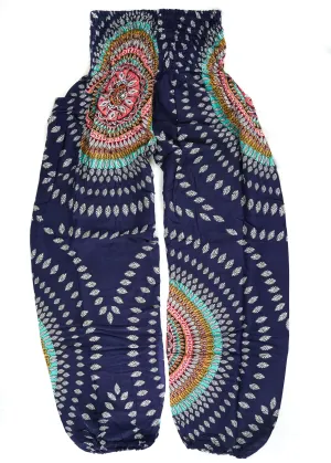 Blue Sun Blossom Harem Pants