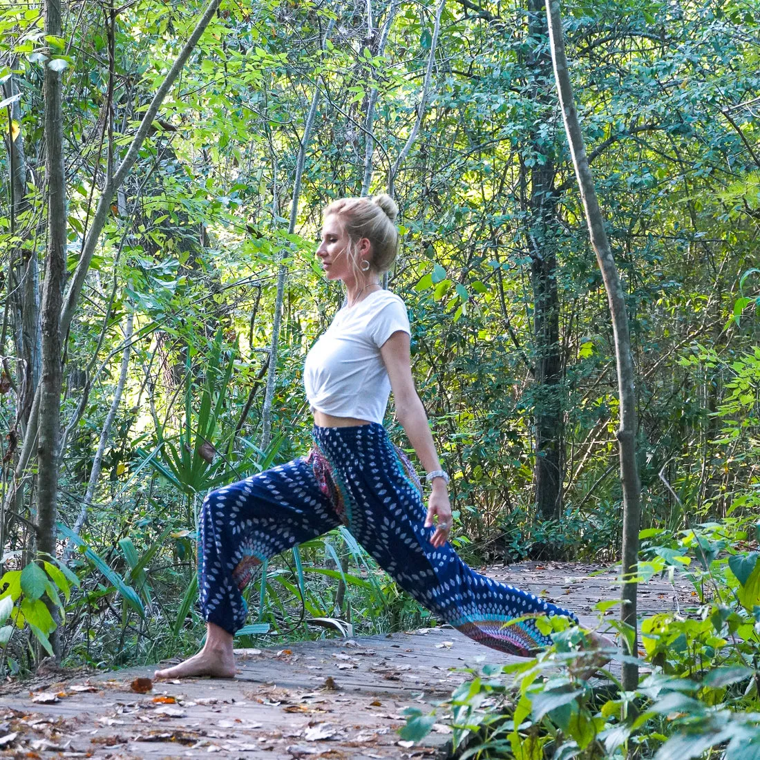 Blue Sun Blossom Harem Pants