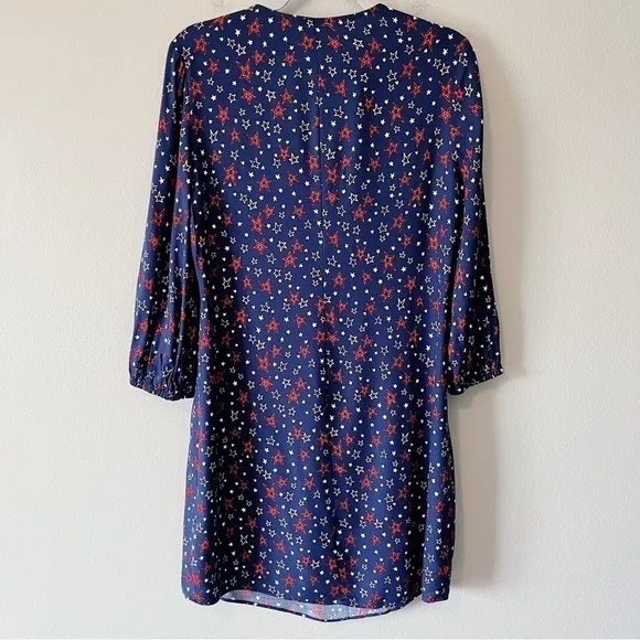 Boden Navy Stars Vanessa Shift Dress 3/4 Sleeves Size 2R Nautical American 🇺🇸