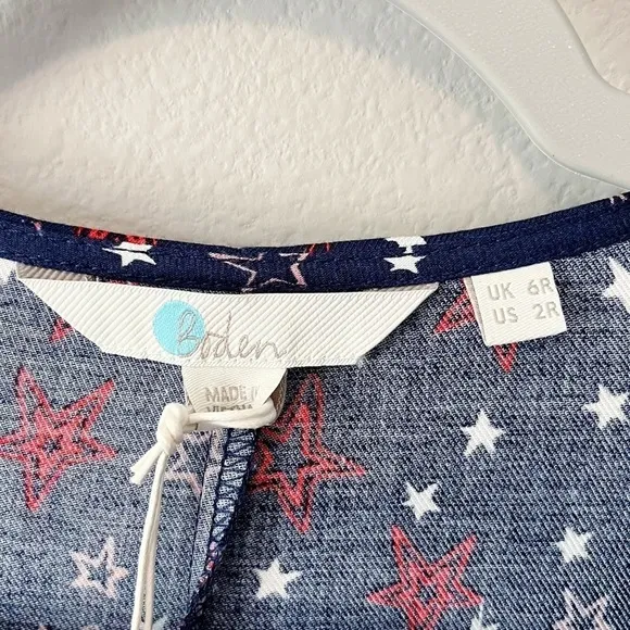 Boden Navy Stars Vanessa Shift Dress 3/4 Sleeves Size 2R Nautical American 🇺🇸