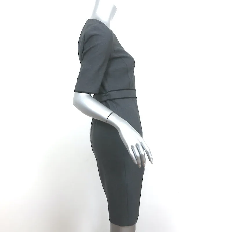 BOSS Hugo Boss Belted Shift Dress Doliviena Gray Cotton-Blend Size 4P NEW