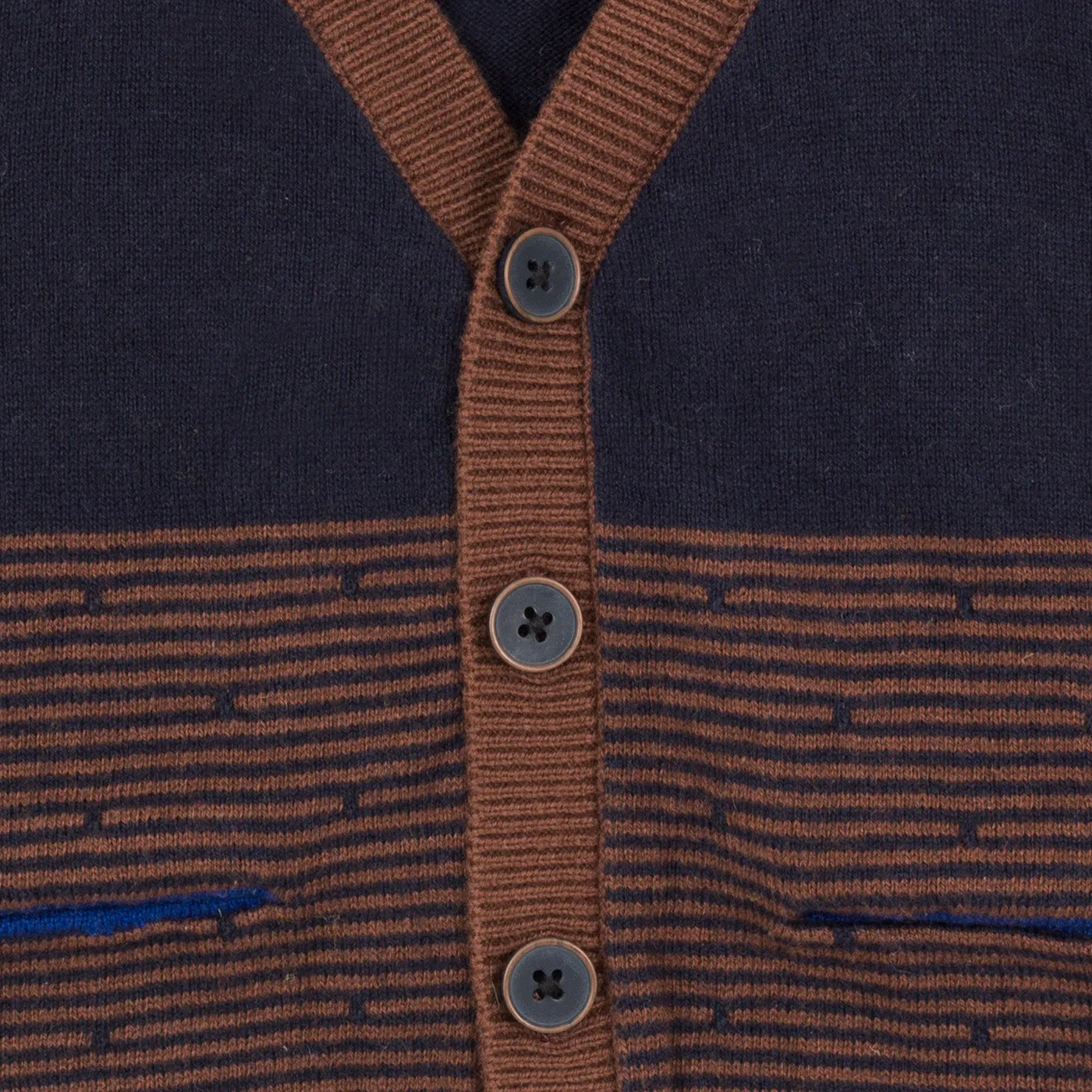 Boys Brown Striped Cardigan