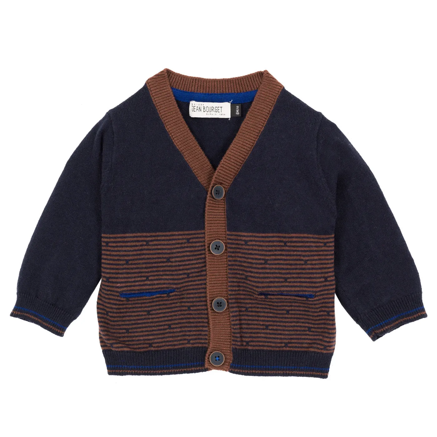 Boys Brown Striped Cardigan