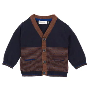Boys Brown Striped Cardigan
