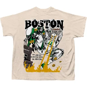 BRAND X BOSTON BLOOD RUNS GREEN T-SHIRT (CREAM)