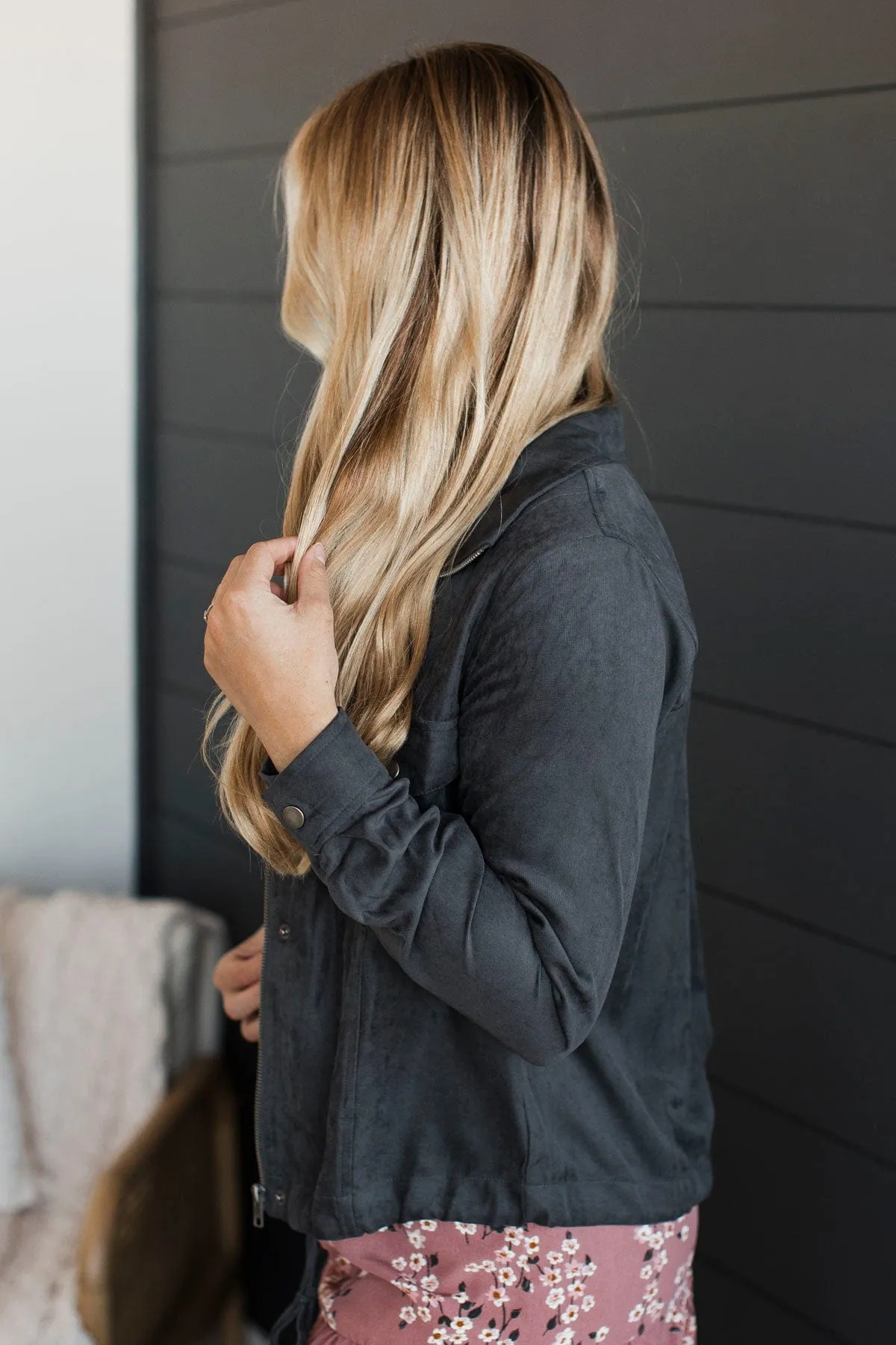 Brisk Morning Lightweight Zip Up Jacket- Charcoal