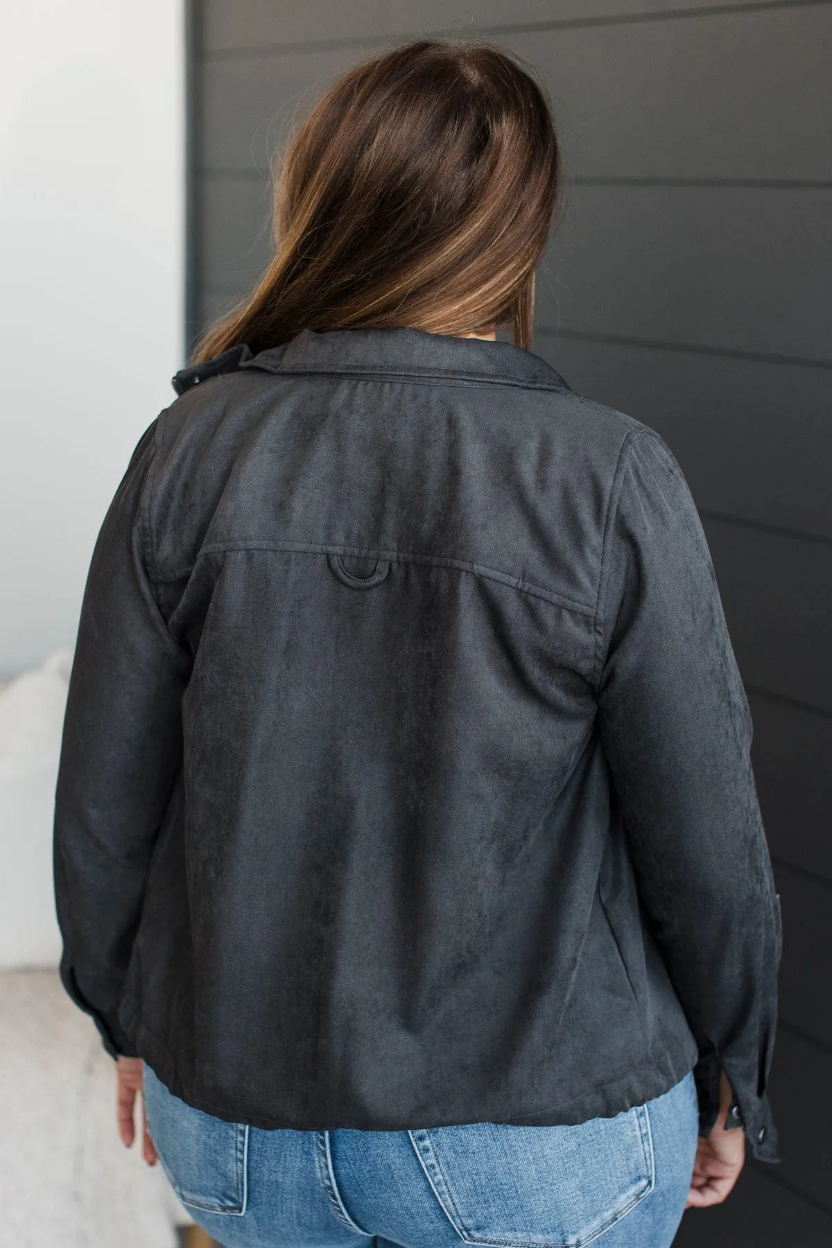 Brisk Morning Lightweight Zip Up Jacket- Charcoal