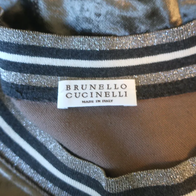 Brunello Cucinelli Short Sleeve Velvet Shift Dress Brown Size Extra Small