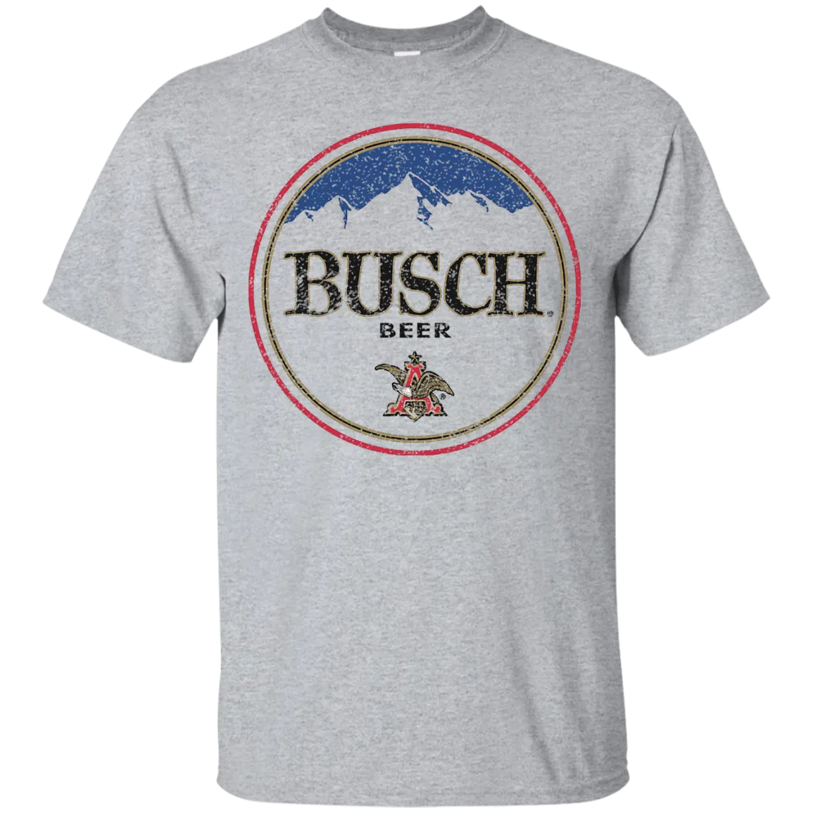 Busch Beer T-Shirt Custom Designed Color Round Worn Label Pattern
