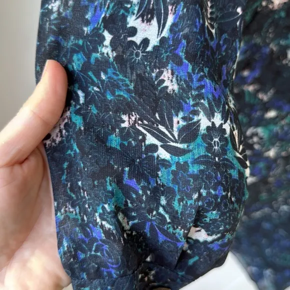 Cabi 3339 Noel Eternity Damask Shift Long Sleeve Blue Teal Print Dress L