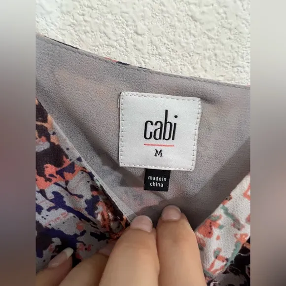 CAbi Floral Pattern Fresco Shift Pocket Dress Size Medium