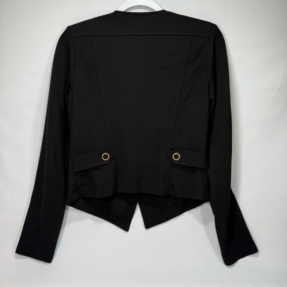 Cabi Women's Black Moto Jacket Small S Double Breasted Zip Cropped Lightweight