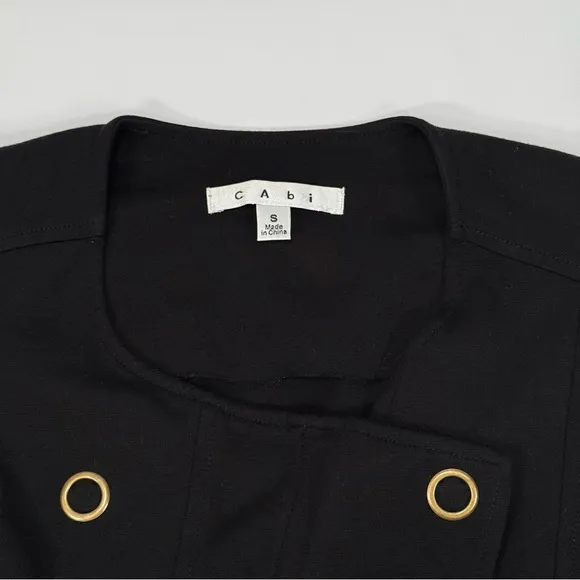 Cabi Women's Black Moto Jacket Small S Double Breasted Zip Cropped Lightweight