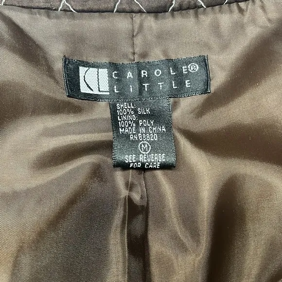Carole Little Brown Blazer/ Size Medium. Lightweight. Silk.