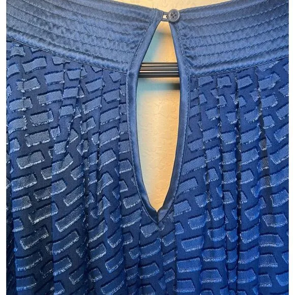 Catherine Malandrino Blue Silk Dress Semi Sheer‎ Lined, Belt, Size 4P