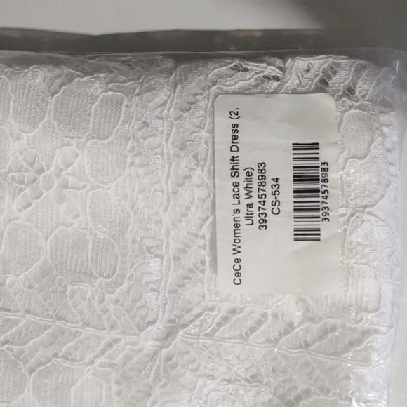 CeCe Women's Lace Shift Dress, Ultra White, Size 2