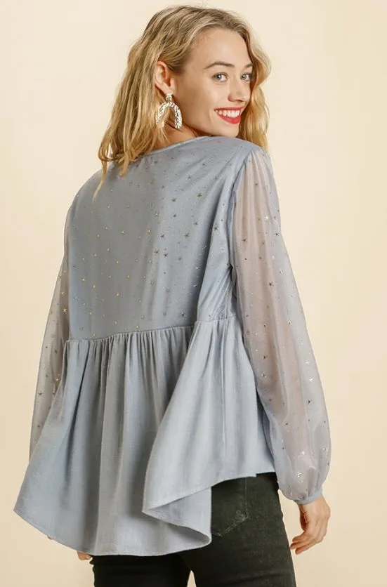 CELESTIAL TOP - DUSTY BLUE