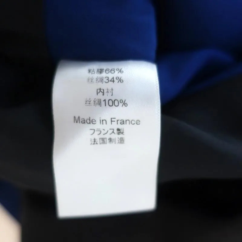 Celine Mini Dress Cobalt Silk Crepe Size 36 Sleeveless Shift