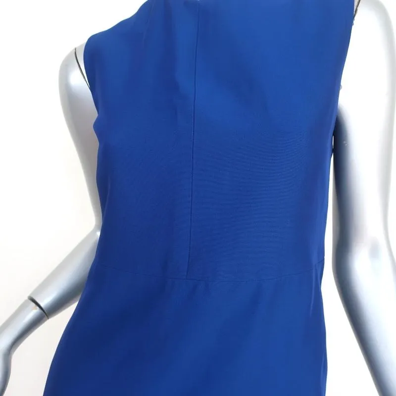 Celine Mini Dress Cobalt Silk Crepe Size 36 Sleeveless Shift