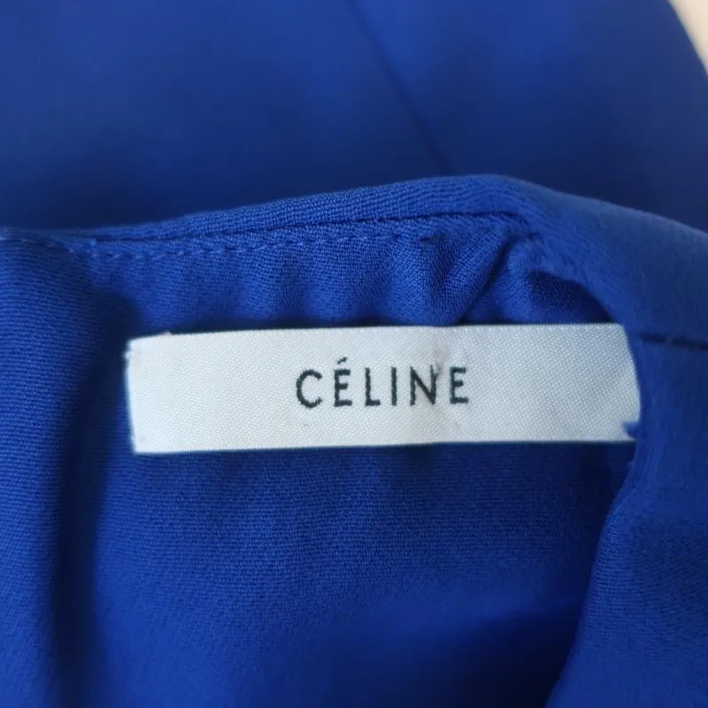 Celine Mini Dress Cobalt Silk Crepe Size 36 Sleeveless Shift