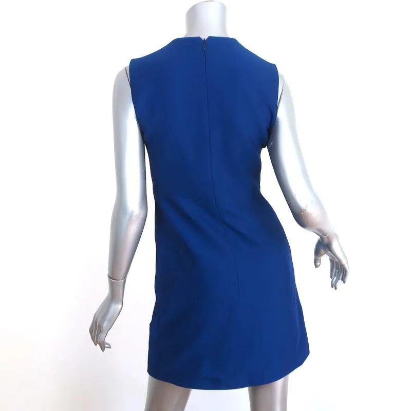 Celine Mini Dress Cobalt Silk Crepe Size 36 Sleeveless Shift
