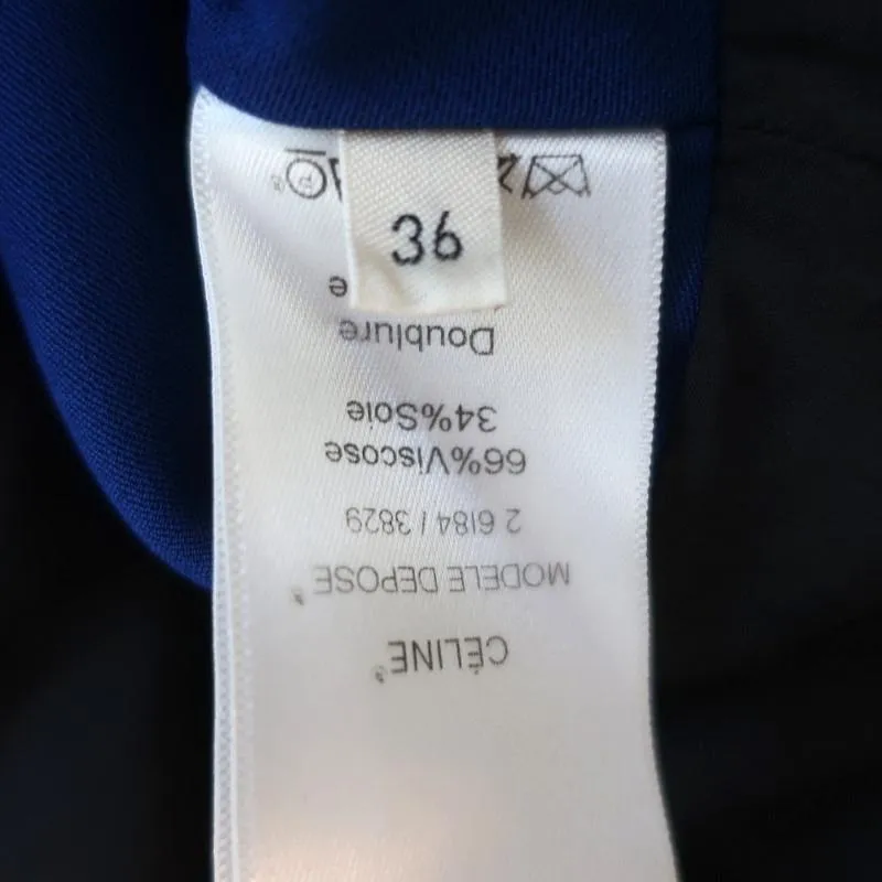 Celine Mini Dress Cobalt Silk Crepe Size 36 Sleeveless Shift