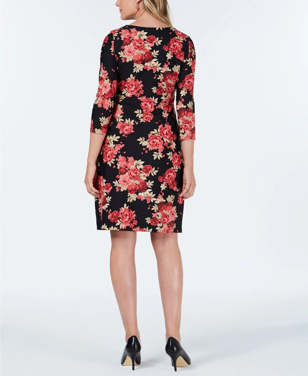 Charter Club Women's Floral-Print Shift Dress Black Combo Large