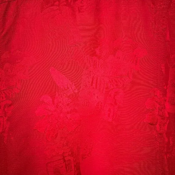 Chicos‎ 1 Silk Blend Jacket Womens Medium Red Satin Pattern Full Zip Lightweight