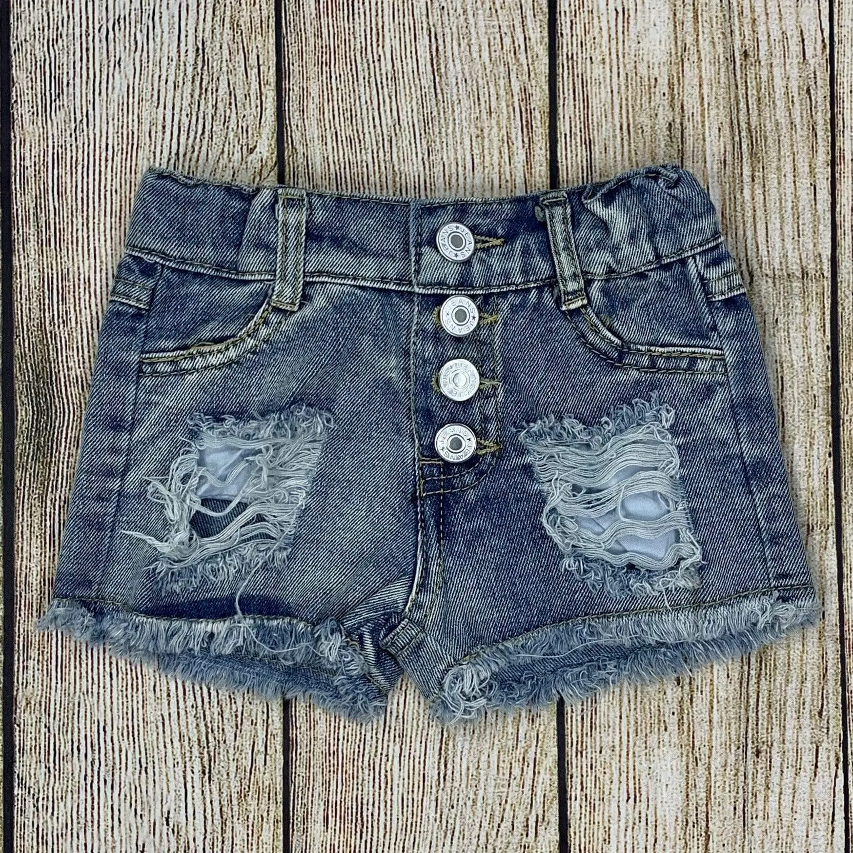 Children's Distressed Buttonfly Denim Shorts