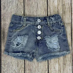 Children's Distressed Buttonfly Denim Shorts