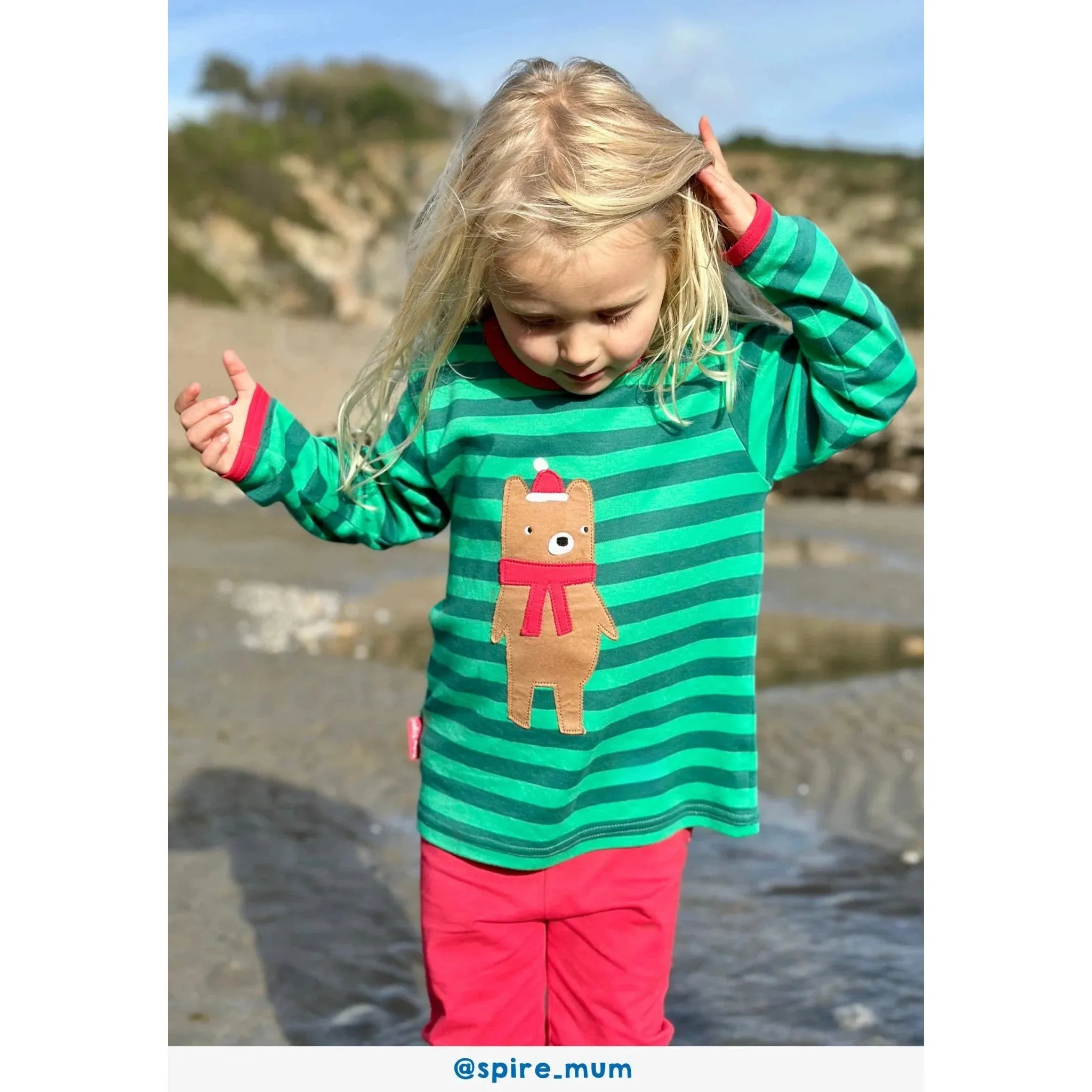 Christmas Bear Applique Long Sleeve Shirt