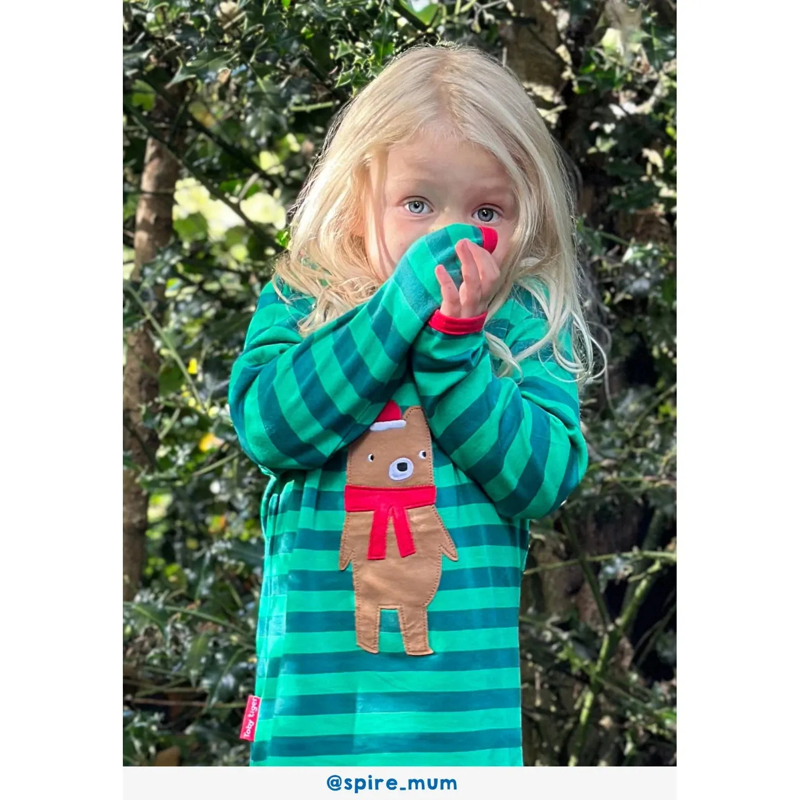 Christmas Bear Applique Long Sleeve Shirt