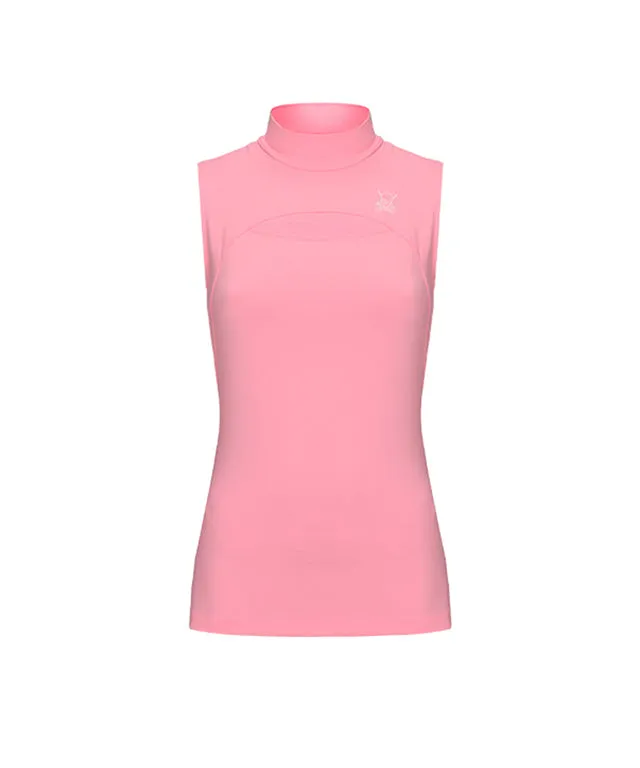 CHUCUCHU  Front Mesh Half Neck Top - Pink