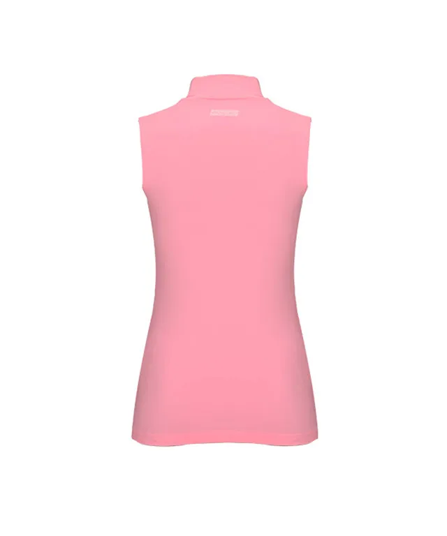 CHUCUCHU  Front Mesh Half Neck Top - Pink