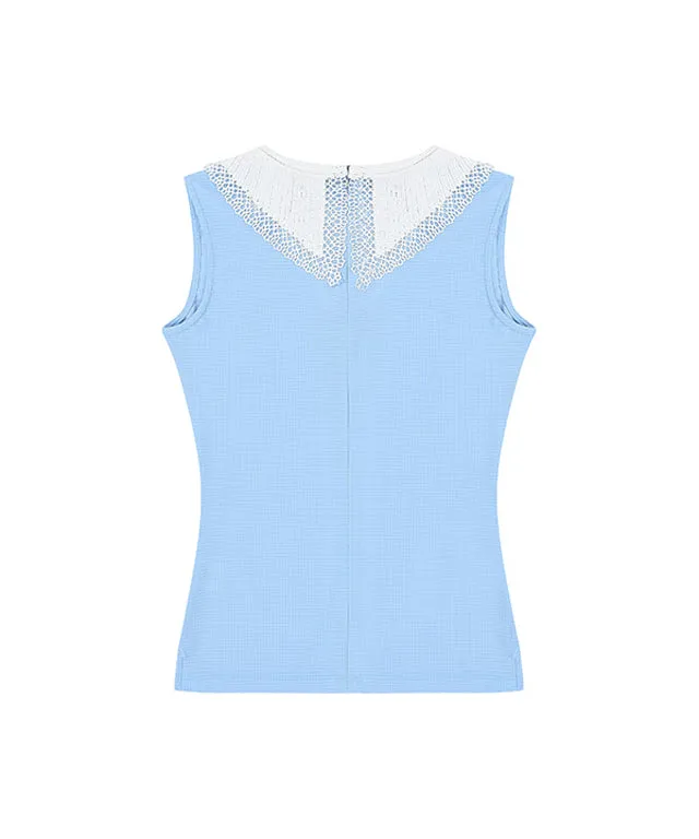 CHUCUCHU Lace Point Top - Sky Blue