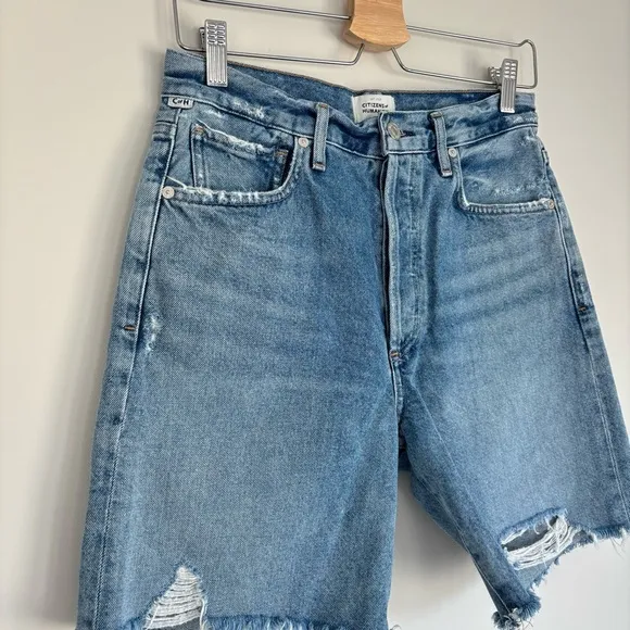Citizens of Humanity Camilla High Rise Distressed Denim Jean Shorts 27
