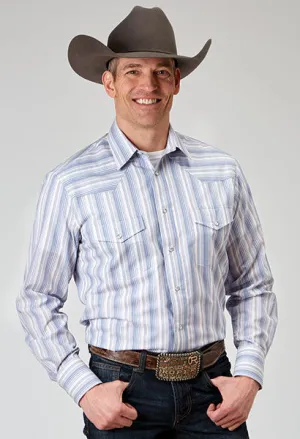 CL01-001-0044-0366 Roper Shirt L/S Snaps-Blue Stripe