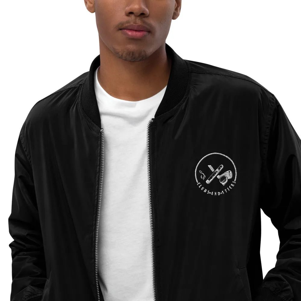 Clubs and Sticks Embroidered Bomber Jacket