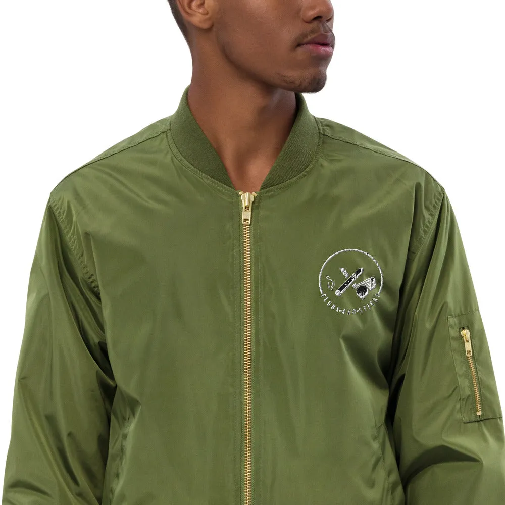 Clubs and Sticks Embroidered Bomber Jacket