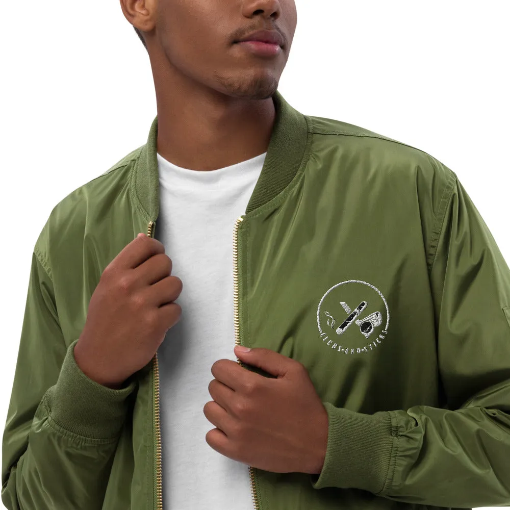 Clubs and Sticks Embroidered Bomber Jacket