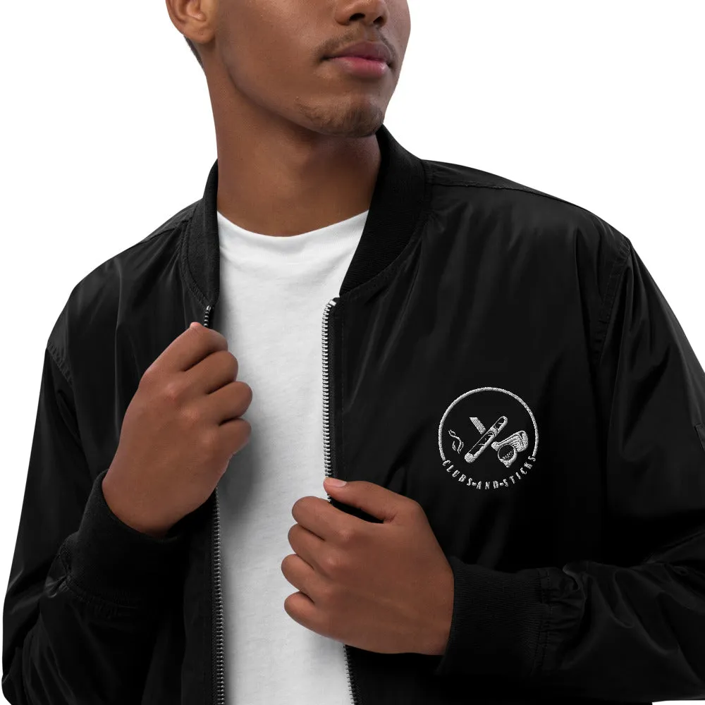 Clubs and Sticks Embroidered Bomber Jacket
