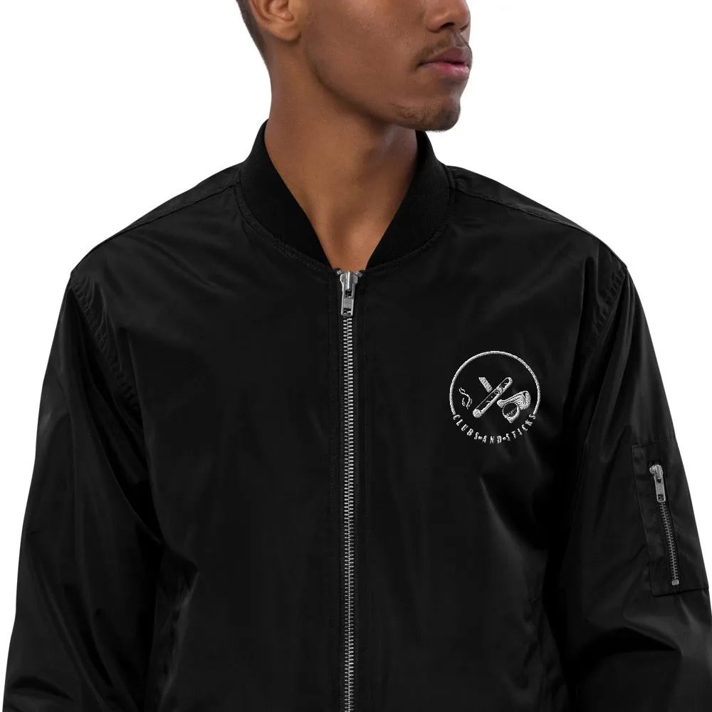 Clubs and Sticks Embroidered Bomber Jacket