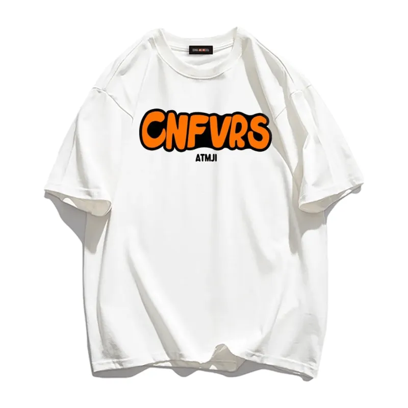 CNFVRS Letter Print Cotton T-shirt