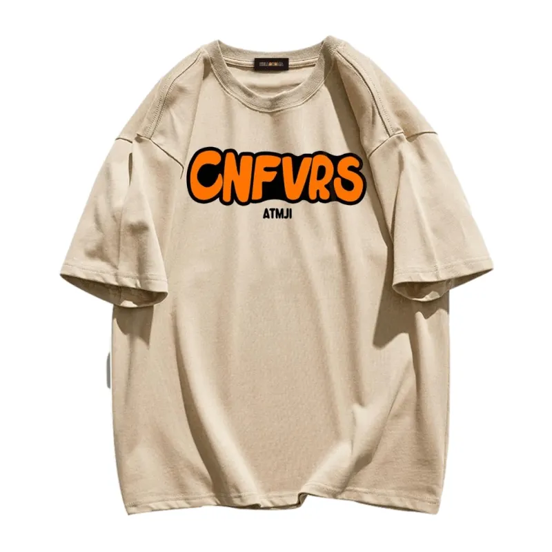 CNFVRS Letter Print Cotton T-shirt