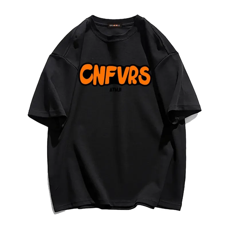 CNFVRS Letter Print Cotton T-shirt