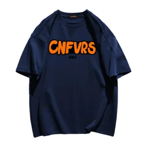 CNFVRS Letter Print Cotton T-shirt