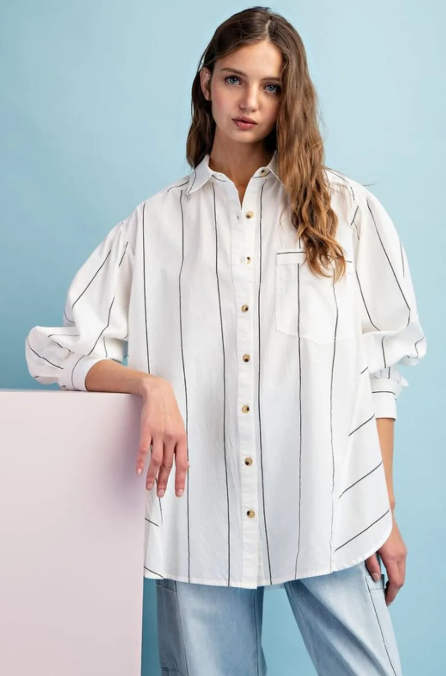 Coco Black and White Striped Shirt