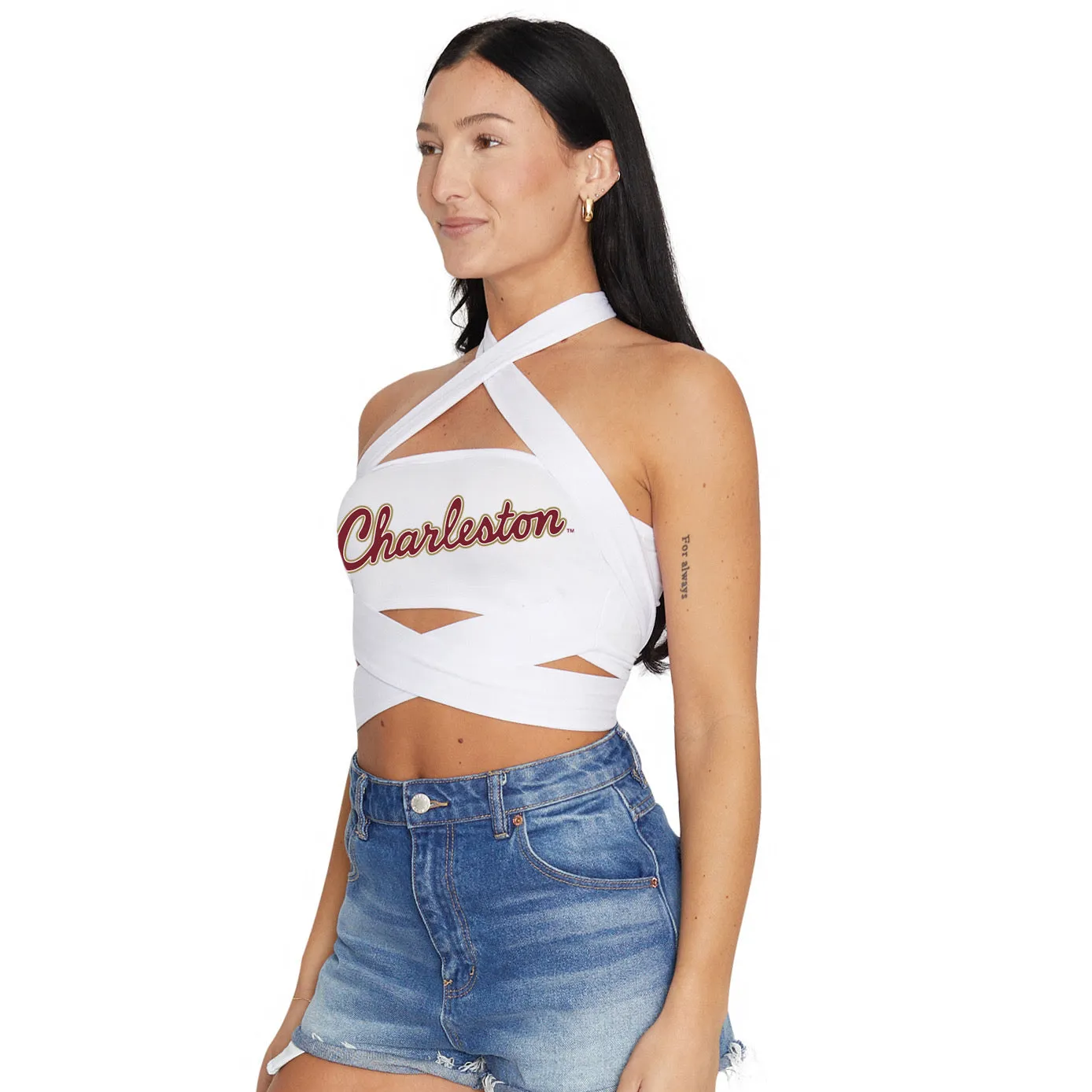 College of Charleston White Multi Way Bandeau Top