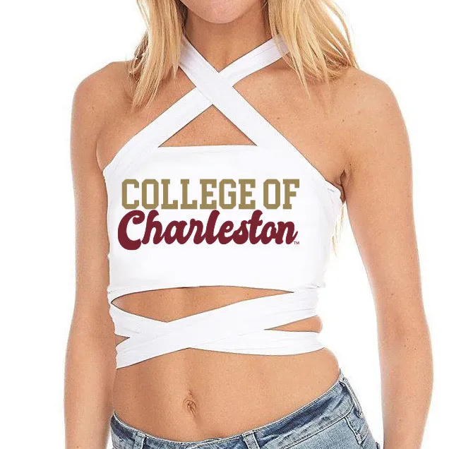 College of Charleston White Multi Way Bandeau Top